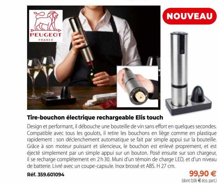 Promo TIRE-BOUCHON ÉLECTRIQUE RECHARGEABLE chez E.Leclerc