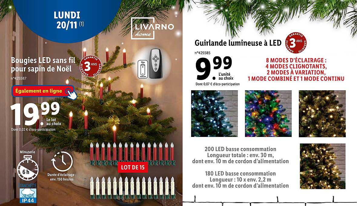 Promo Bougies LED sans fil GARANTE pour sapin de Noël chez Lidl