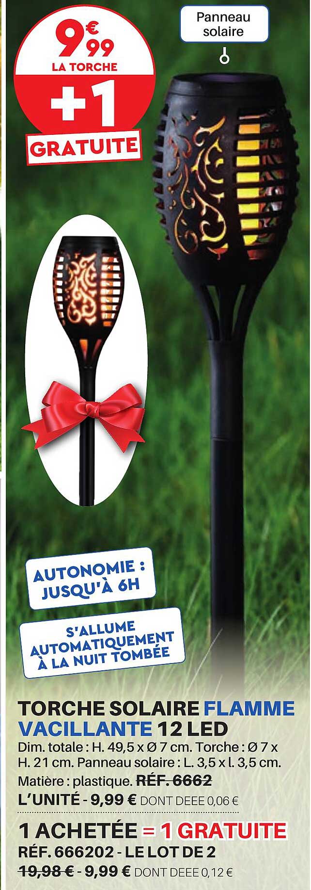 Promo Torche Solaire Flamme Vacillante 12 Led chez Shopix iCatalogue.fr