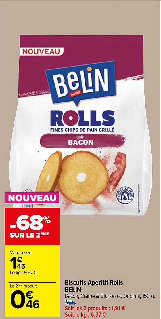 Promo Biscuits Apéritif Rolls Belin chez Carrefour Market - iCatalogue.fr