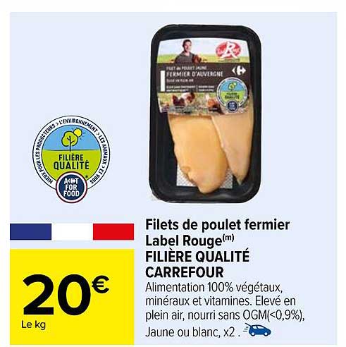 Promo Filet De Poulet Fermier Label Rouge Filière Qualité Carrefour ...