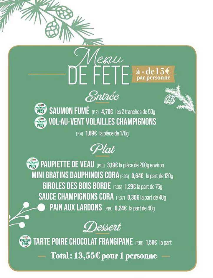 Promo Menu De Fête Entrée, Plat, Dessert chez Match iCatalogue.fr
