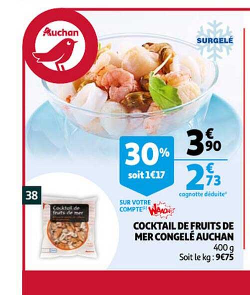 Promo Cocktail De Fruits De Mer Congelé Auchan chez Auchan iCatalogue.fr