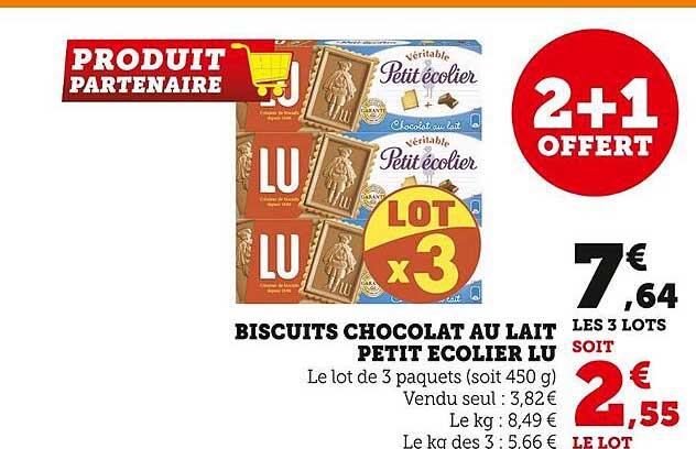 Promo PETIT ÉCOLIER CHOCOLAT AU LAIT LU chez E.Leclerc
