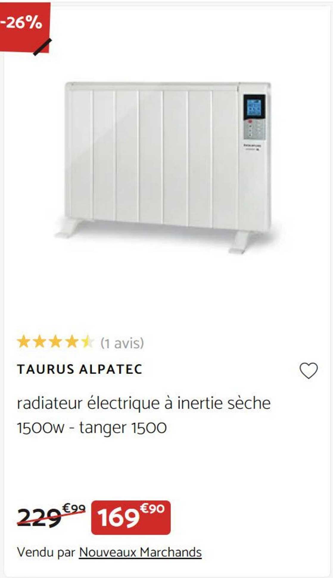 Radiateur Électrique À Inertie Sèche 1500w Taurus Alpatec Tanger