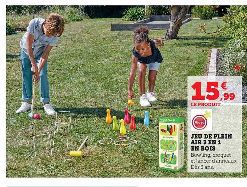 Promo Jeu De Plein Air 3 En 1 En Bois chez Hyper U - iCatalogue.fr