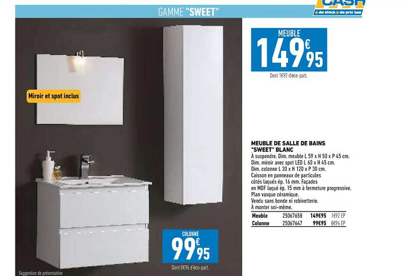 meuble salle de bain swit blanc 120 cm - MR BRICOLAGE - Mr.Bricolage