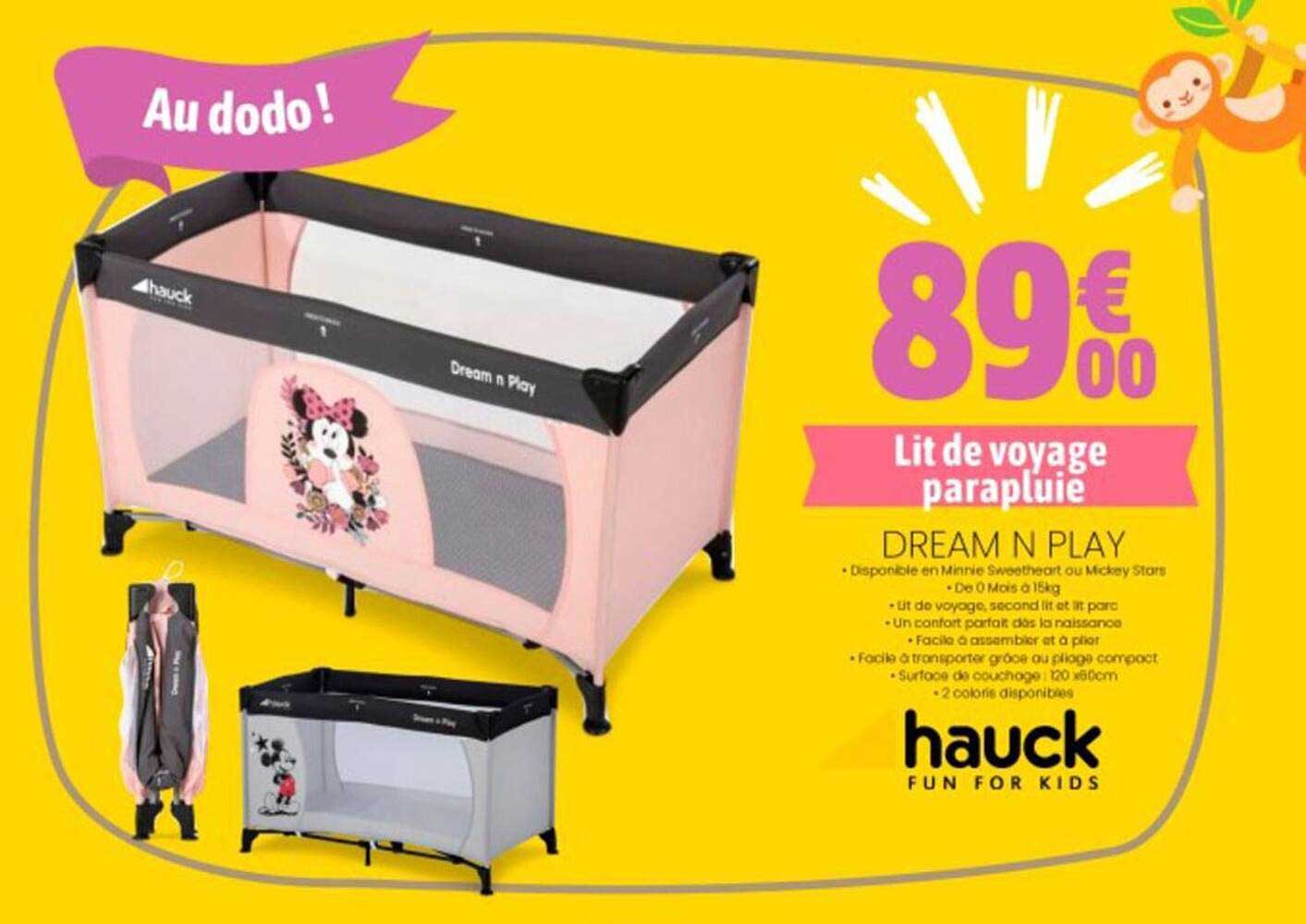 Lit Parapluie De Voyage Pour Poupée - Motif Papillons, Rose - Pour Poupons Jusqu'à 50 Cm - Avec Sac De Rangement