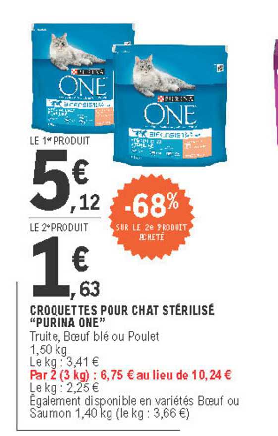 Promo Croquettes Pour Chat Sterilisé Purina One chez E.Leclerc