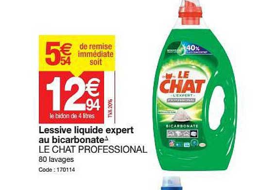Lessive Le Chat Expert Bicarbonate - Le bidon de 4 L