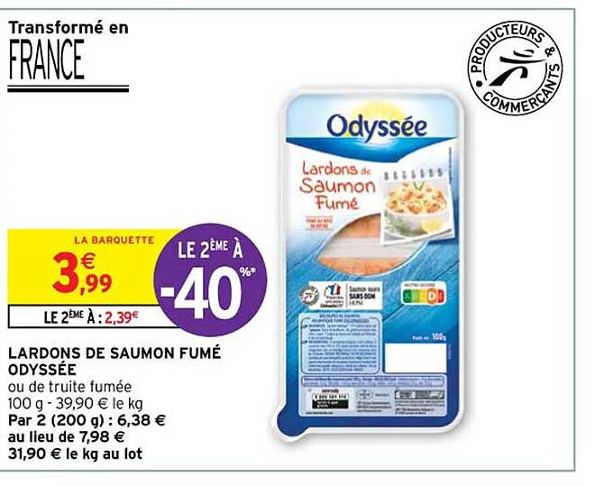 Promo Lardons De Saumon Fumé Odyssée chez Intermarché Express