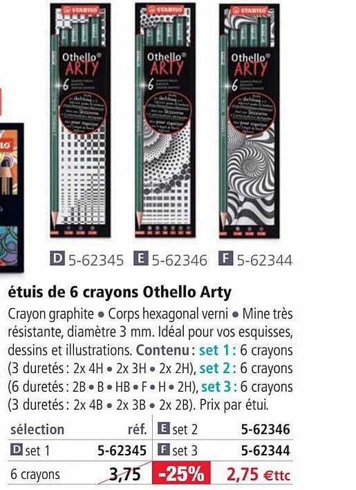 Promo étuis De 6 Crayons Othello Arty chez Le Géant des BeauxArts