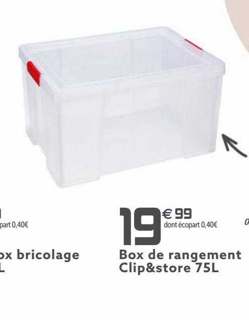 Boîte de rangement en plastique Clip&Store 75 L