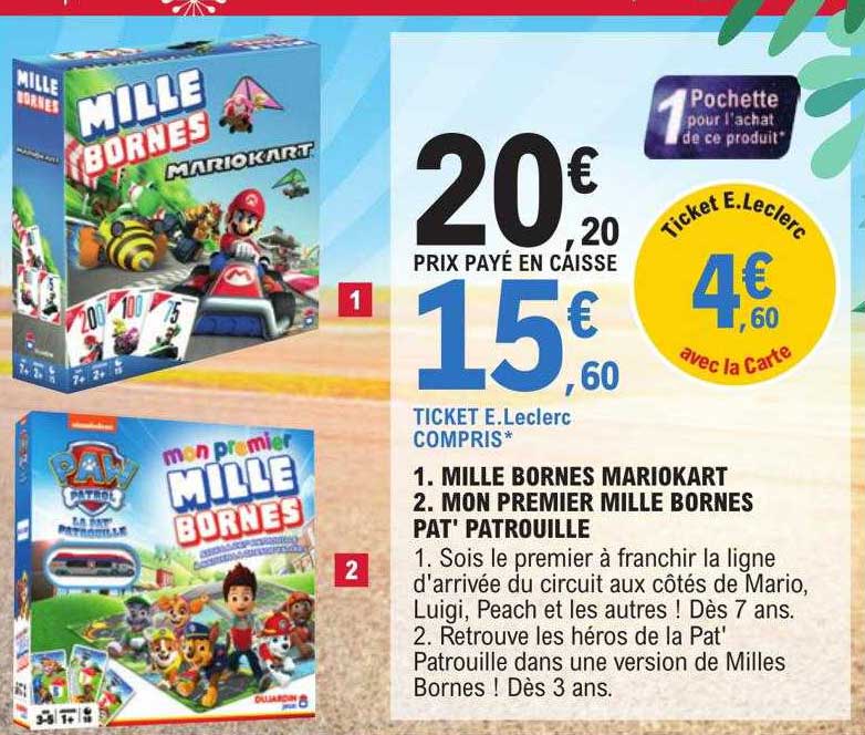 Promo Mille Bornes Mariokart, Mon Premier Mille Bornes Pat'patrouille chez  E.Leclerc 
