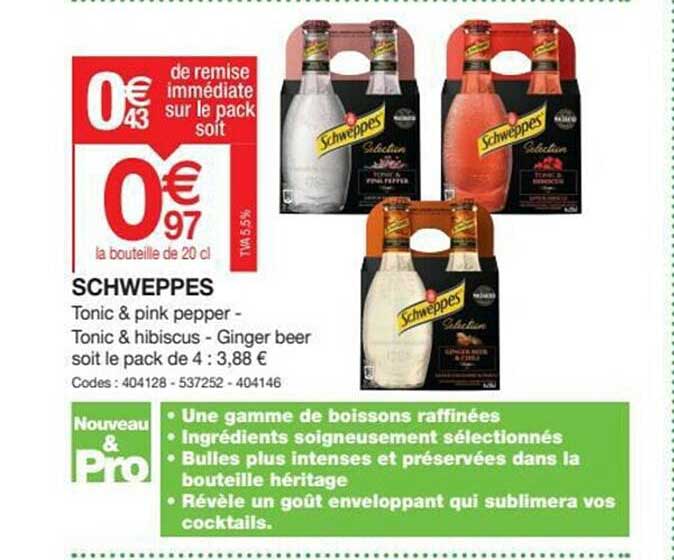 Promo Schweppes chez Promocash - iCatalogue.fr