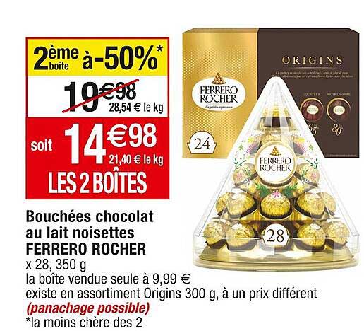 Bouchées FERRERO ROCHER Chocolat au lait noisettes Pyramide 28