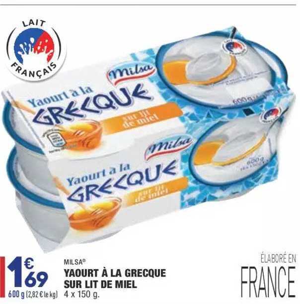 Promo Yaourt à La Grecque Sur Lit De Miel Milsa chez Aldi - iCatalogue.fr