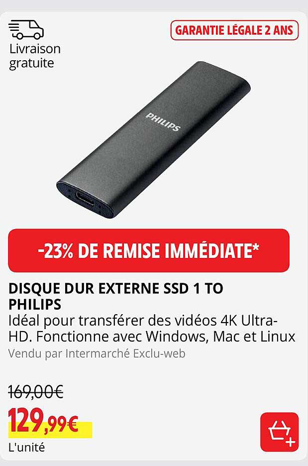 Intermarché Disque Dur Externe Ssd 1to Philips