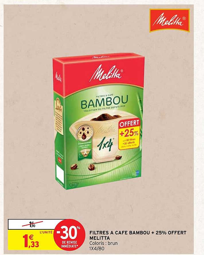 Lot De 4 Paquets De Filtres à Café MELITTA Brun - 40 Filtres (1:6) Pour Une Extraction Optimale Des Arômes
