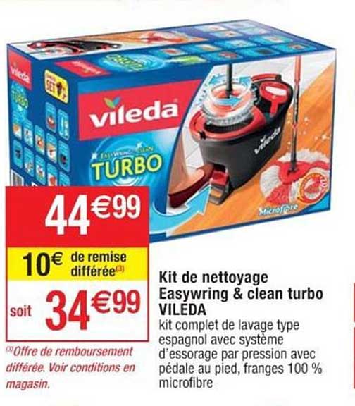 Promo Set lavage turbo 3 en 1 vileda, recharge turbo microfibre 3 en 1  vileda chez METRO