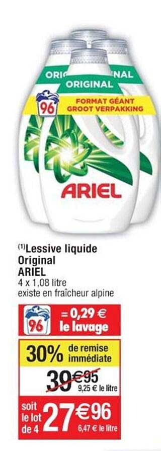 Promo Bonux lessive liquide l'original au bicarbonate peaux sensibles 38  lavages (b) chez Intermarché