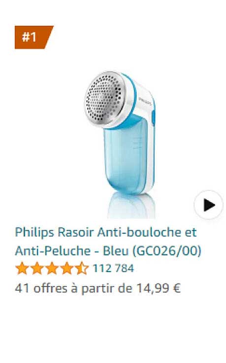 Promo Philips Rasoir Anti-bouloche Et Anti-peluche - Bleu chez  