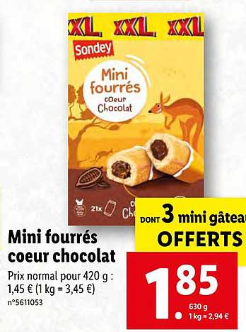 Offre Mini Fourres Cœur Chocolat Sondey Chez Lidl