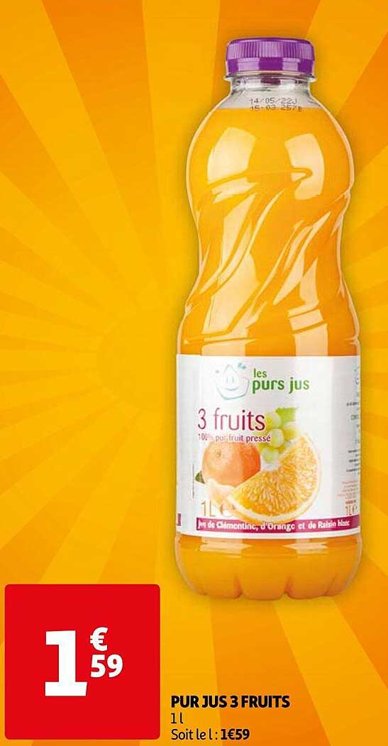 Promo Pur Jus 3 Fruits chez Auchan - iCatalogue.fr