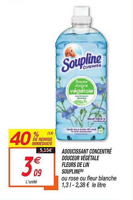 Soupline - Adoucissant Concentré Douceur Végétale Notes de Fleurs B