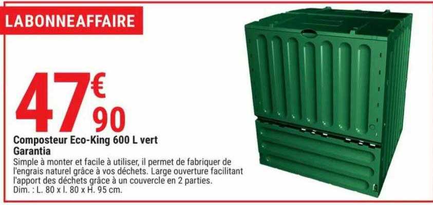 Composteur Eco-King 600 L Vert - L.80 x l.80 x H.95 cm