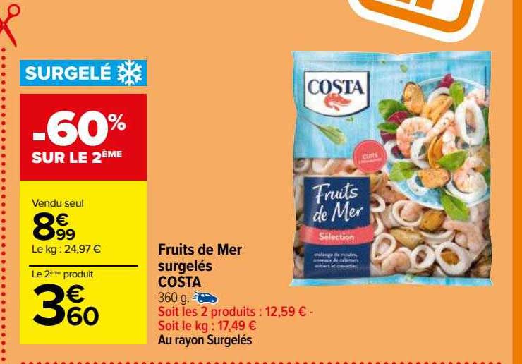 Promo Fruits De Mer Surgelés Costa chez Carrefour iCatalogue.fr