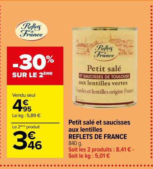 Promo Petit Salé Et Saucisses Aux Lentilles Reflets De France chez ...