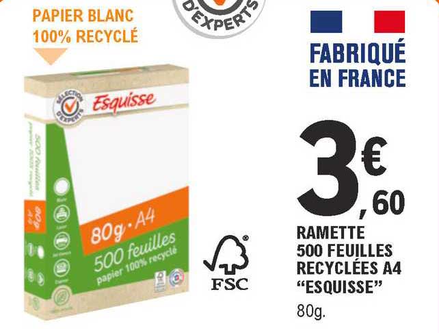 Feuilles blanches Esquisse A4 90g - 500 feuilles - Drive Z'eclerc