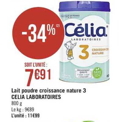 Offre Lait Poudre Croissance Nature 3 Celia Laboratoires Chez Casino Supermarches