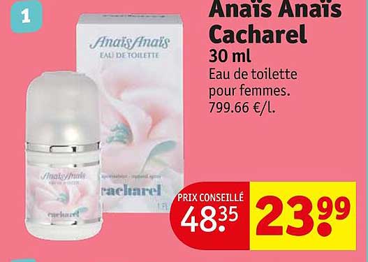 Promo Eau De Toilette Pour Femmes Anaïs Anaïs Cacharel 30 Ml chez ...