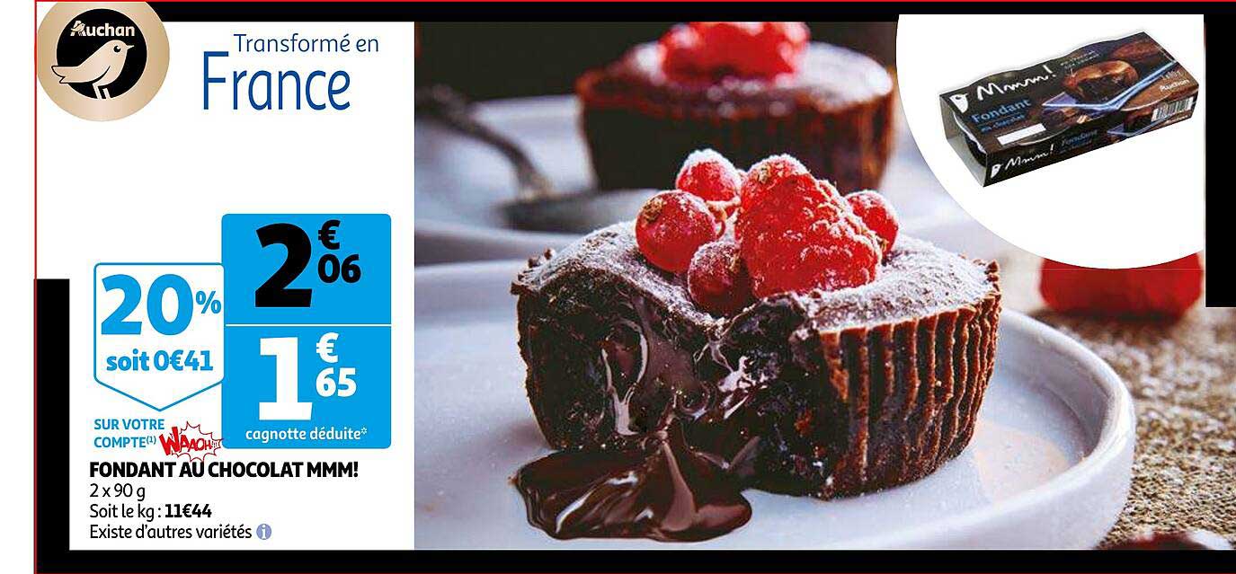 Promo Fondant Au Chocolat Mmm! chez Auchan - iCatalogue.fr