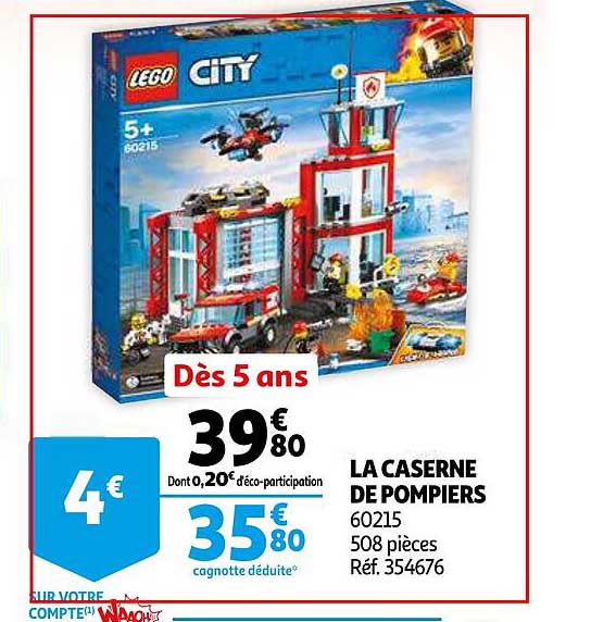 60215 - LEGO® City La caserne de pompiers LEGO : King Jouet, Lego, briques  et blocs LEGO - Jeux de construction