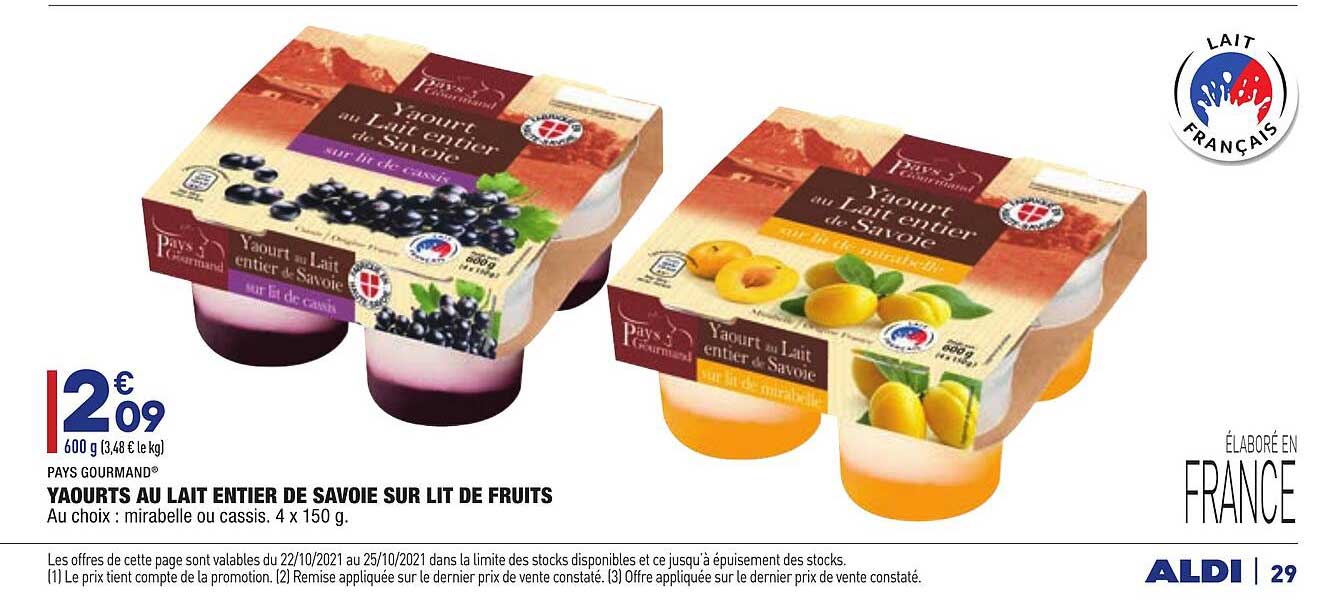 Promo Pays Gourmand Yaourts Au Lait Entier De Savoie Sur Lit De Fruits