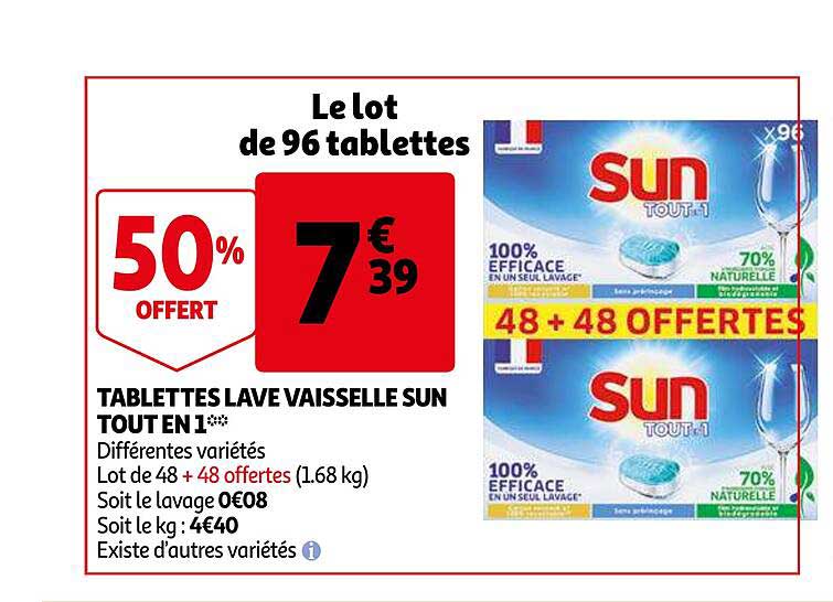 Promo Tablettes Lave Vaisselle Sun Tout En 1 chez Auchan - iCatalogue.fr
