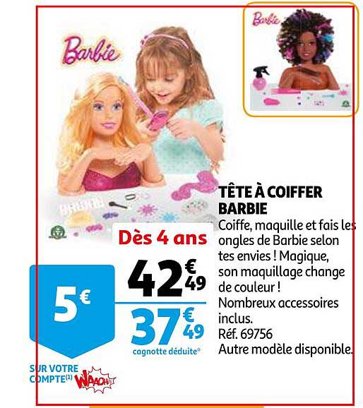 Promo Tête à coiffer Barbie chez Carrefour