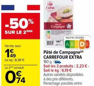 Promo Pâté De Campagne Carrefour Extra chez Carrefour - iCatalogue.fr