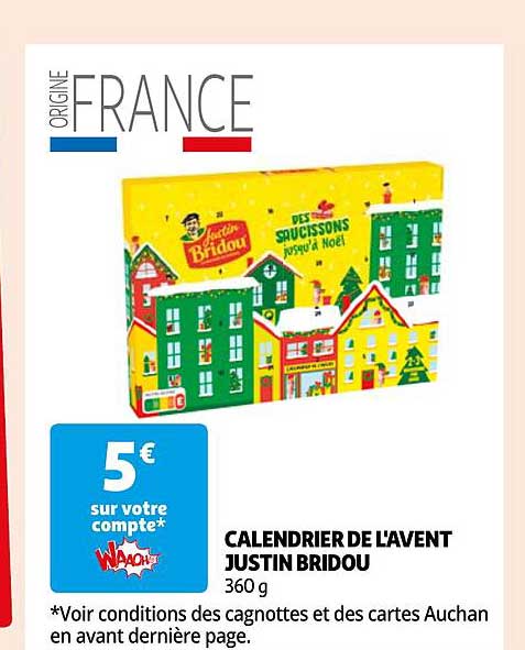 Promo Calendrier De L'avent Justin Bridou chez Auchan 