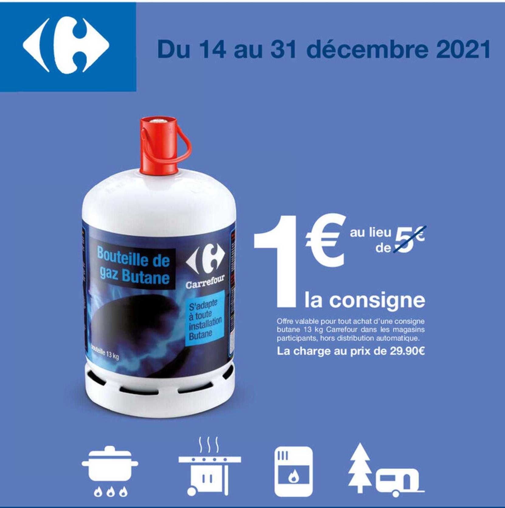 Prix bouteille de gaz Carrefour butane 13 kg en 2023