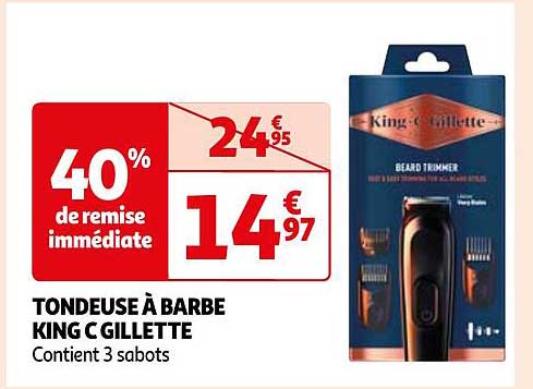 Tondeuse à Barbe King C. Gillette Pro – Rasoir électrique Avec Lame Affûtée Pour Homme – Neuf