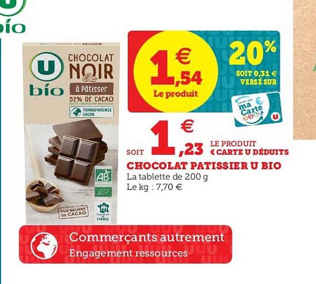 Chocolat pâtissier - 200g - Super U, Hyper U, U Express 