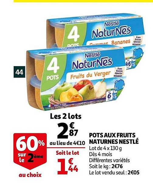 Offre Pots Aux Fruits Naturnes Nestle Chez Auchan