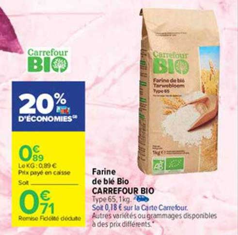 Promo Farine De Blé Bio Carrefour Bio chez Carrefour Market 