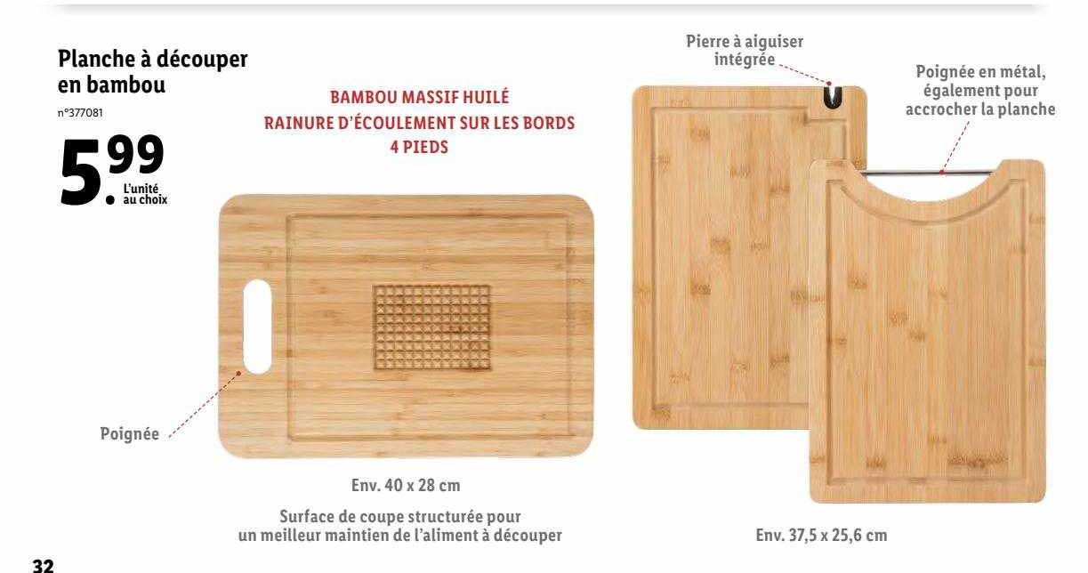 Planche à Découper En Bambou - 40x30 Cm - Double Face Avec Rainure à Jus - Écologique Et Résistante