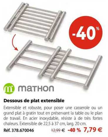 Dessous De Plat Rétractable En Acier Inoxydable – Extensible De 20 à 37,5 Cm – Antidérapant Et Isolant – Pour Cuisine, Table