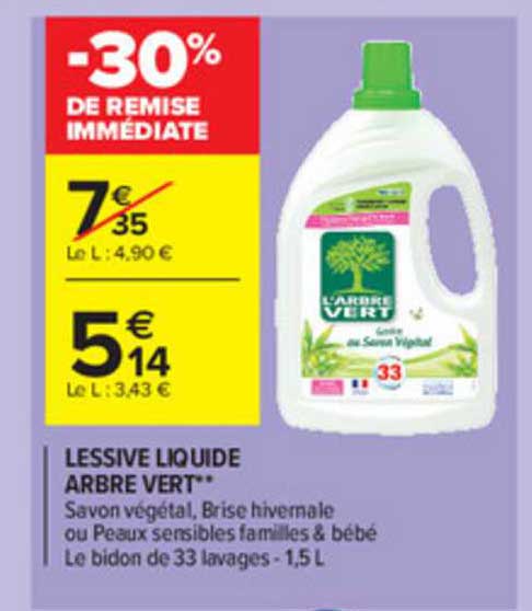 Offre Lessive Liquide Arbre Vert Chez Carrefour Market